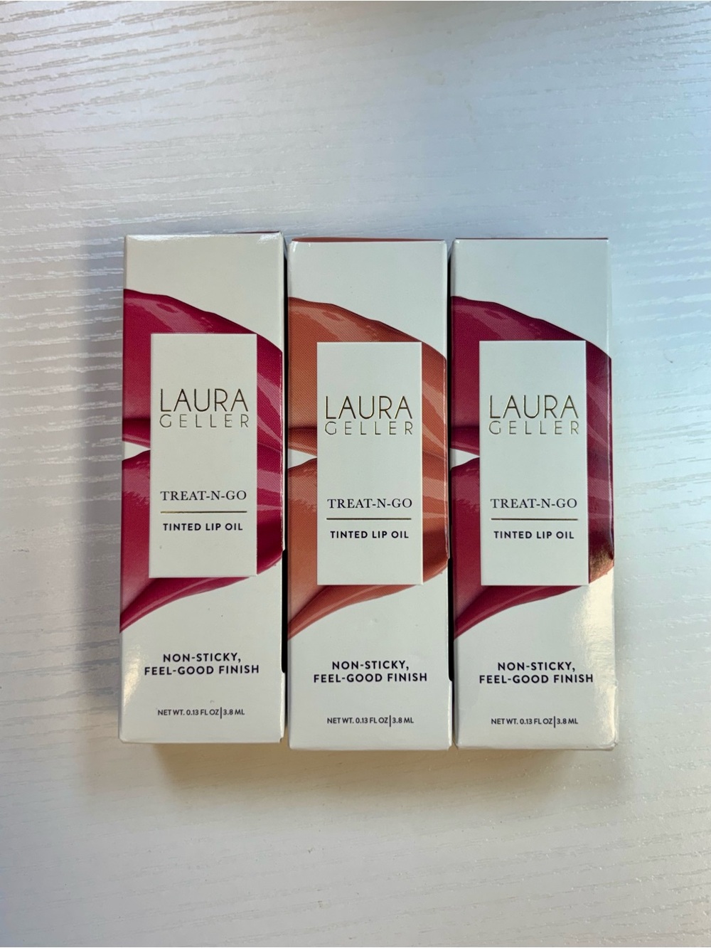 Laura Geller Treat-N-Go Tinted Lip Oil 3 Piece Set New